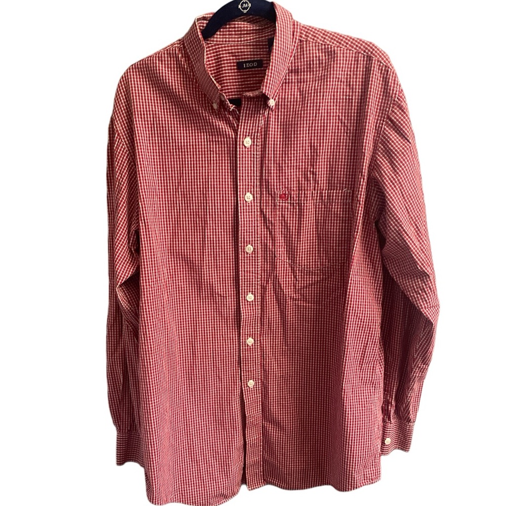 Size LT, Red,‎ White & Black Check Button Down Shirt, 100%cotton